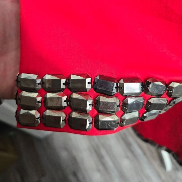 Vintage Grace chuang New York red long open blazer with embellishment - Picture 4 of 11